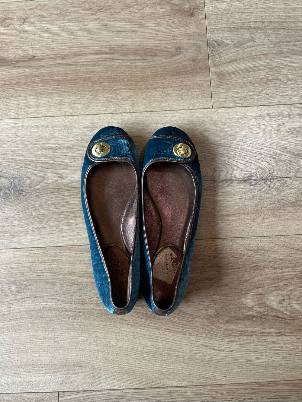 Coach Ballerina Flats with Gold Turnlock - Picture 2 of 3
